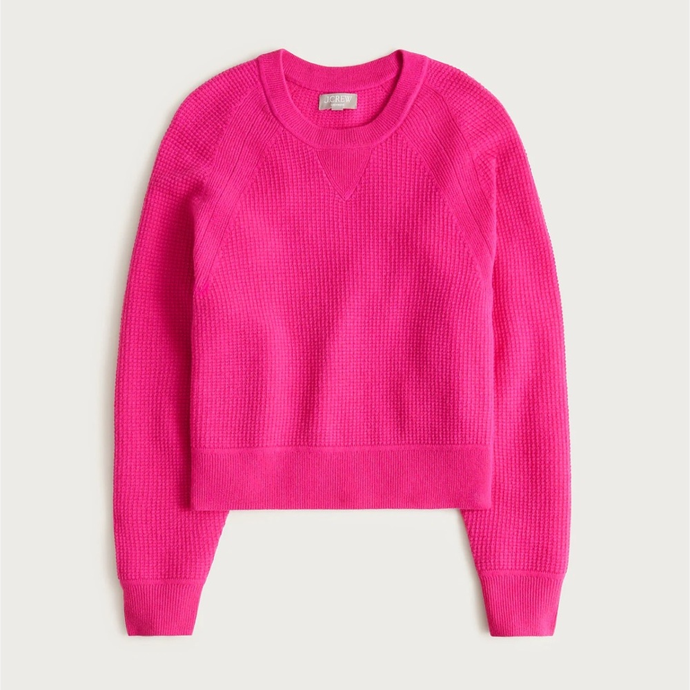 J. Crew cashmere waffle knit crewneck women sweater Sz M